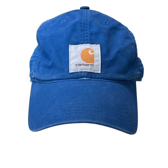 Carhartt Logo Mesh Trucker Hat Cap Snapback Mesh Back Blue Adjustable AH0286 - Picture 2 of 6